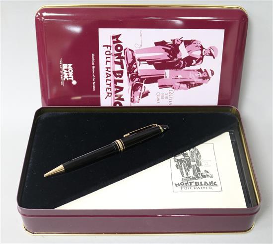 Two Montblanc Meisterstuck ballpoint pens, each in Full Halter presentation tin and box